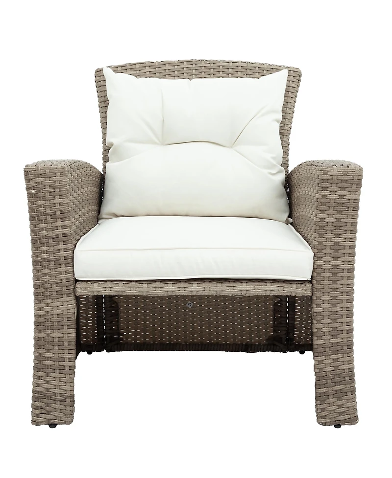 Flynama 4 Piece U Style All Weather Wicker Patio Conversation Set with Sectional Sofa Ottoman Cushions