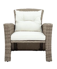 Flynama 4 Piece U Style All Weather Wicker Patio Conversation Set with Sectional Sofa Ottoman Cushions