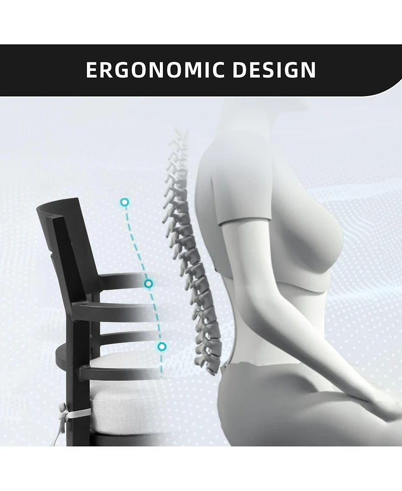 Flynama 4 Piece Ember Black Outdoor Aluminum Stationary Dining Chairs Sunbrella Fabric Cushions Tapered Feet for Patio Backyard Poolside