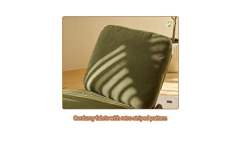 Flynama Corduroy Retro Striped Glider Rocking Chair Solid Wood Frame Accent Reading Chair for Bedroom Living Room Nursery