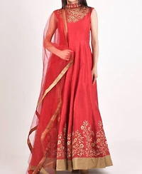 Raas Women's Embroidered Silk High Neck Gown