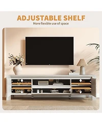 gaomon Tv Stand with Doors and Cabinet, Farmhouse Entertainment Center, for TVs Up to 70"