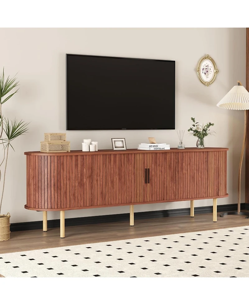 gaomon Tv Stand, Modern Console Table with Storage Compartment and Sliding Door