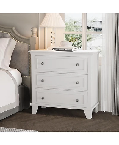 gaomon 3 Drawer Dresser, Wooden Storage Chest of Drawers with Exquisite Metal Handles, Small Cabinet, Modern Design Dresser