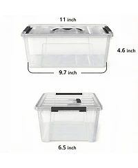 Yigii 5 Quart Black Clear Storage Bins with Latches for Small Spaces