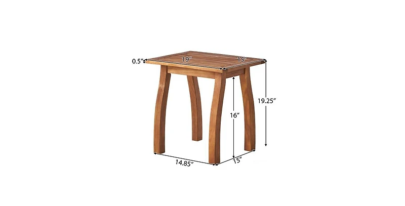 Flynama 2 Piece Outdoor Acacia Wood Conversation Set with Armchairs Cushions Teak Finish End Table for Backyard Patio Poolside