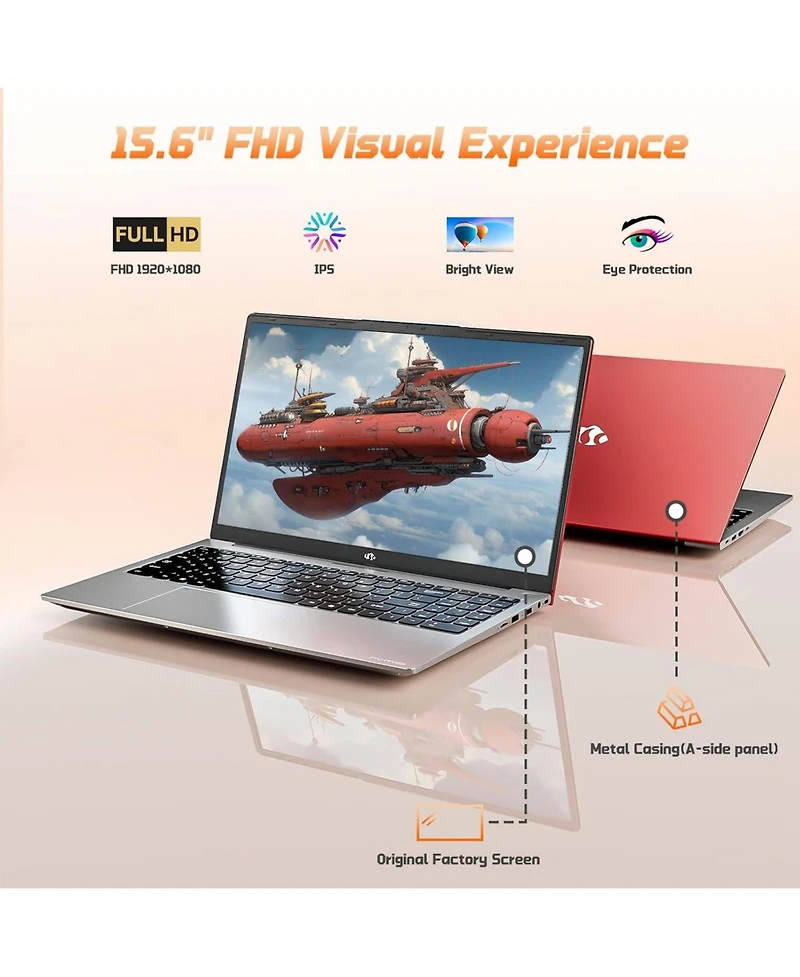 Nimo 15.6" Fhd Ips Student Laptop 16GB Ram 512GB Ssd, 4 Cores 13th Gen Intel N150 3.6GHz Fingerprint Wi-Fi 6