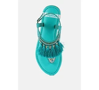 Risha Genuine Leather Tassel Sandals
