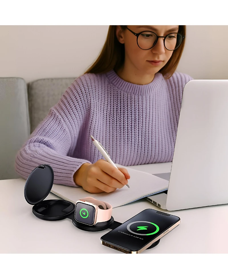 Pursonic Smart Power & Productivity Bundle: 3-in-1 Led Desk Lamp & 5-in-1 Wireless Charging Station
