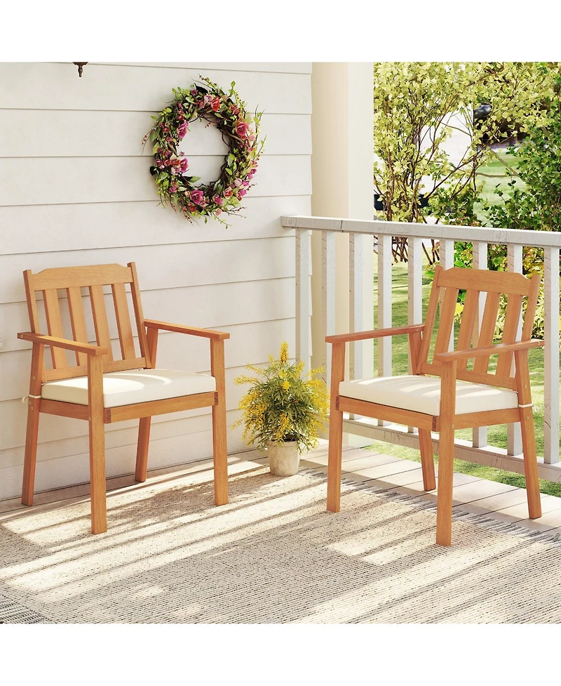Slickblue 2-Piece Acacia Wood Patio Dining Chairs for Outdoor Use