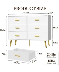 gaomon Console Table with 6-Drawer,Tall Dresser for Bedroom, Storage Dresser Organizer Units for Closet Living Room Hallway