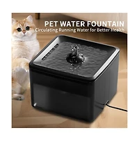 Aostirmotor Automatic Pet Waterer with Circulation, Square Fountain Cat Bowls, 3800ml/3.8L for Cats