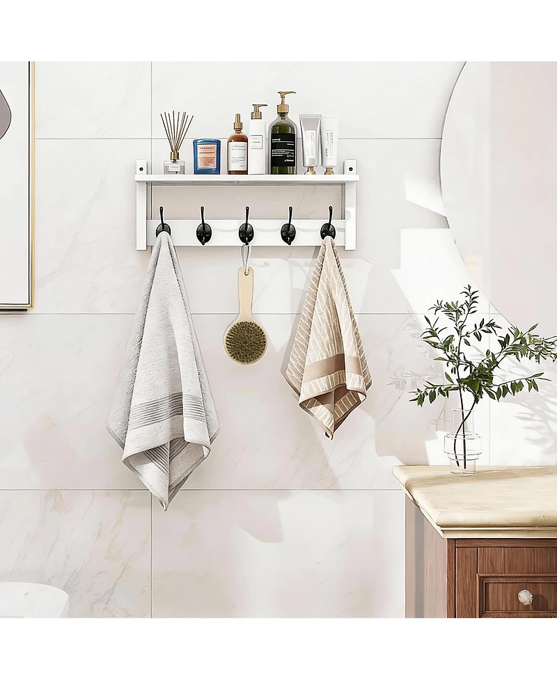 Yigii Elegant Wall Hook with Shelf - Stylish Storage for Coats, Hats, Bags - Durable Design