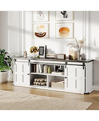 gaomon 70" Farmhouse Tv Stand for 80/75/70 Inch TVs, Entertainment Center Storage Cabinets w/Power Outlets