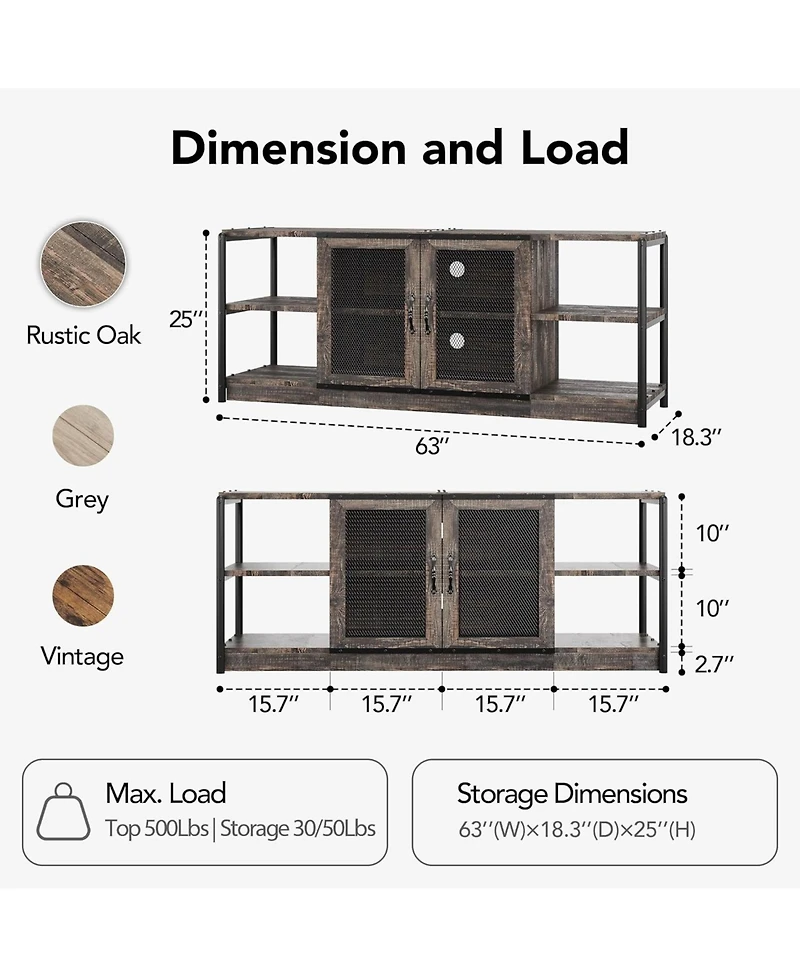 gaomon Farmhouse Tv Stand for inches TVs, Entertainment Center with Storage Cabinet and Mesh Doors