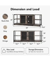 gaomon Farmhouse Tv Stand for inches TVs, Entertainment Center with Storage Cabinet and Mesh Doors