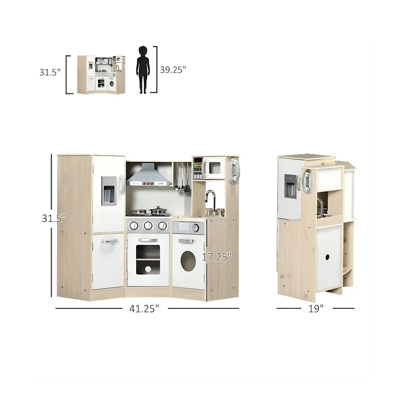 Hongge Large Kids Kitchen Playset with Lights Sounds and Cookware