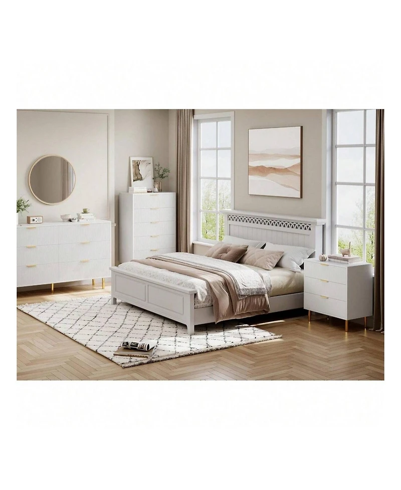 gaomon 3-Drawer Wood Dresser Chest, Large Modern Nightstand Storage Organizer for Bedroom Clothes