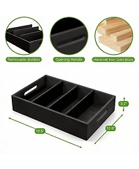 Yigii Wooden Snack Organizer with Removable Dividers for Countertop
