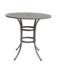 Mondawe 42 Inches Cast Aluminum with Umbralla Hole Round Bar Table