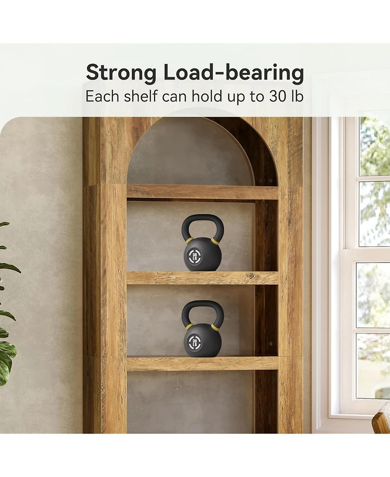 Tribesigns 70.8 Inches Modern Wooden Bookcase, 5-Tier Arched Bookshelf,Open Display Storage Shelf Organizer