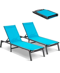Slickblue Chaise Lounge Chair Outdoor Patio Adjustable 5-Position 2 pcs