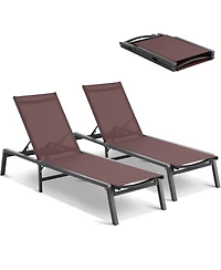 Slickblue Chaise Lounge Chair Outdoor Patio Adjustable 5-Position 2 pcs