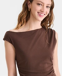 Bar Iii Women's Ruched Boat-Neck Top, Macy's Exclusive