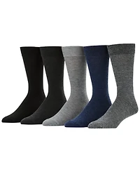 Perry Ellis Portfolio Men's Patterned Flat Knit Sole Logo Crew Socks, 5-Pack