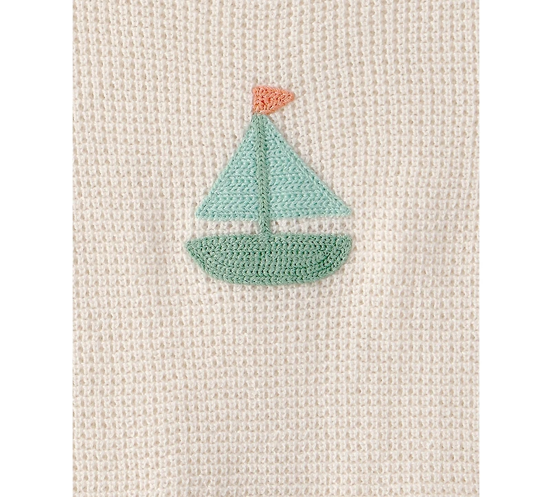 Carter's Baby Boys' Sailboat Print Crochet Crewneck Top & Shorts, 2-Piece Set