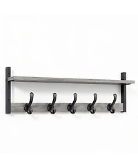 Yigii 29" Wall Shelf with Hooks, Heavy Duty, Rustic Style