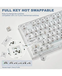 Lofree X75 Pro 82 Key Wireless Hot Swappable Mechanical Gaming Keyboard with Transparent Keycaps,Gasket Mount,BT5.0/2.4G/Usb-c Kailh Jellyfish Switch