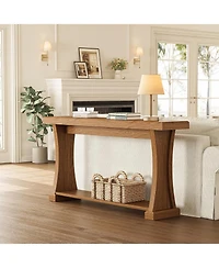 Tribesigns 63” Console Table for Entryway, 2-Tier Entryway Table Behind Sofa Couch with Storage Shelves, Narrow Wooden Entry Tables