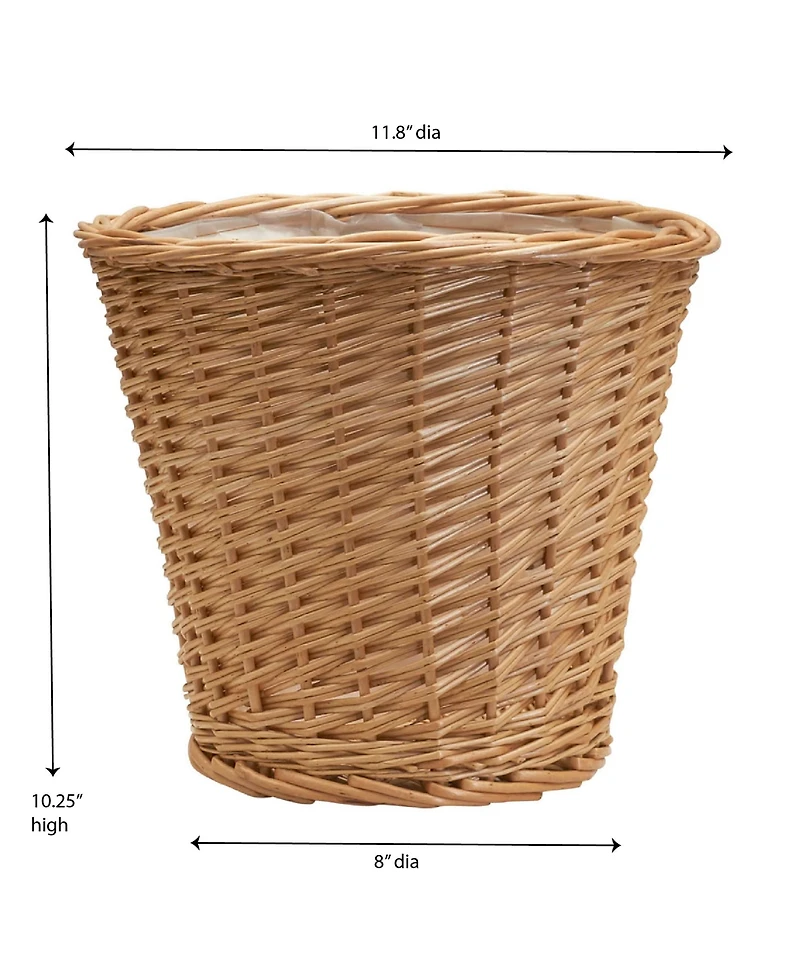 Household Essentials Wicker Waste Basket, Willow Weave Painted Includes Plastic Liner