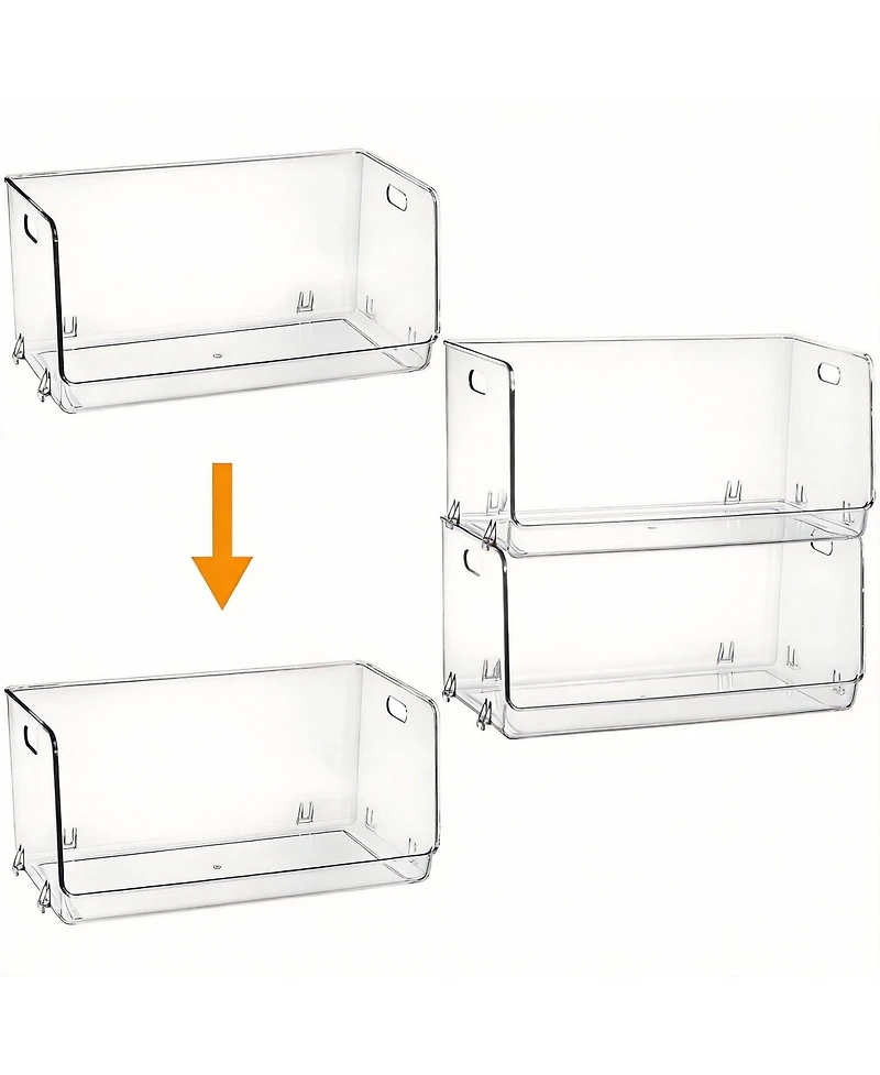 Yigii 2 Pack Stackable Clear Storage Bins for Kitchen & Home
