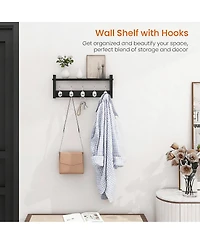 Yigii Stylish Wood Coat Rack with Shelf for Hanging Coats Hats Decor