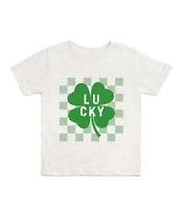 Sweet Wink Toddler Boys Lucky Shamrock Checkered St. Patrick's Day Short Sleeve T-Shirt