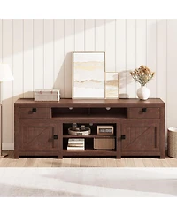 gaomon Farmhouse Tv Stand for 75/80 Inch TVs, 70" Long Entertainment Center with 4 Storage Drawers & 3 Open Shelf