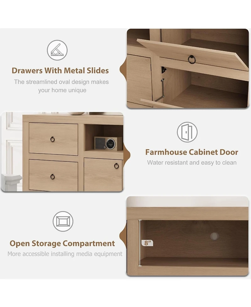 gaomon Tv Entertainment Center with Storage, 6 Drawers, Farmhouse Stand for TVs Up to 80", Media Console Stands