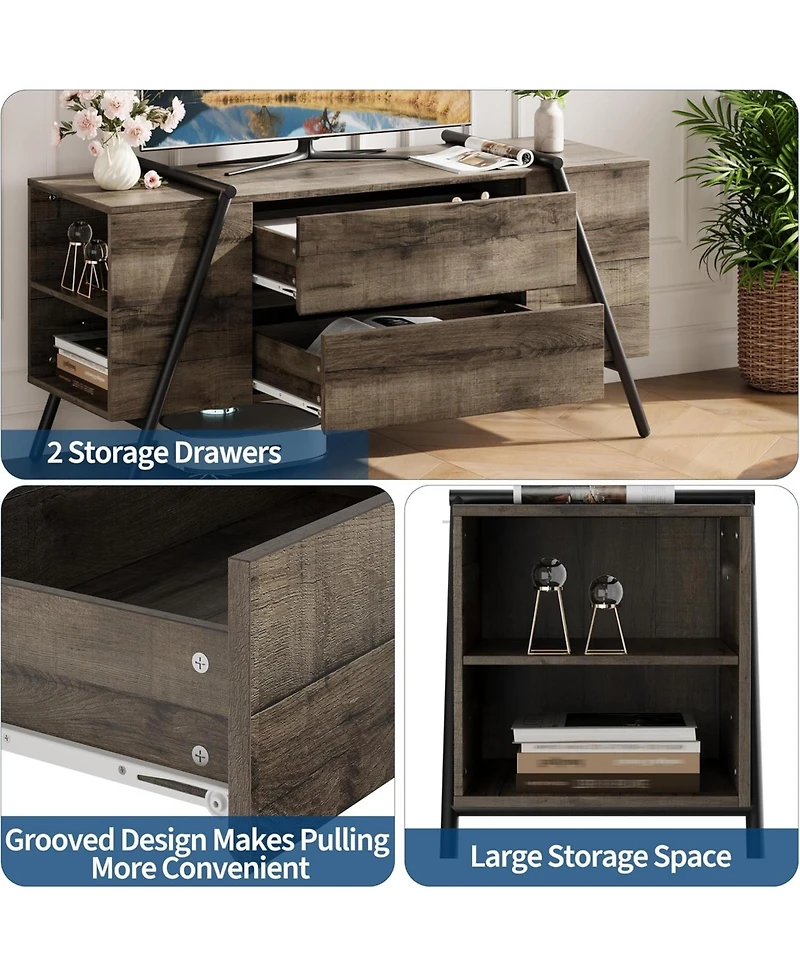 gaomon Tv Stand for 60/55/50/45 Inch Tv, 47" Mid Century Modern Entertainment Center for Living Room, Bedroom