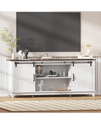 gaomon 66" Farmhouse Home Tv Stand for Up to 75" Television, Entertainment Center with Storage & Adjustable Shelf