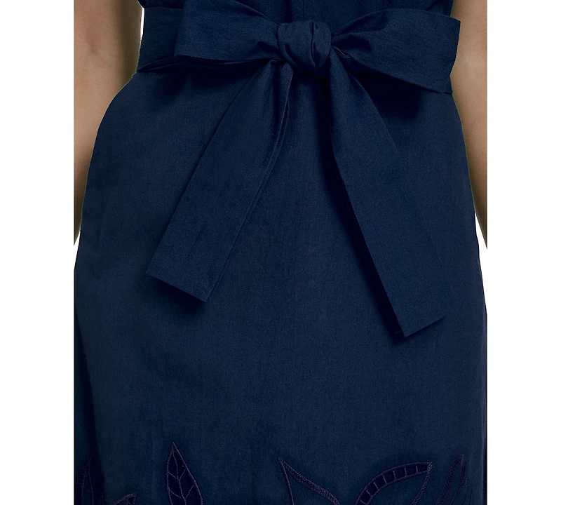 Vince Camuto Petite Embroidered V-Neck Short Dress