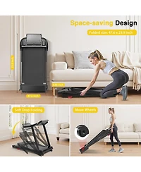 Redliro Foldable Treadmill with Auto Incline, 2.5HP Walking Treadmill for Home, 15% Incline Treadmill with Handles, 300 lbs Capacity