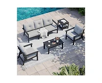 Pamapic 7-Piece Hdpe Patio Conversation Seating Set with Cushions
