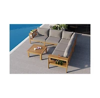 Mondawe 4-Piece Acacia Wood Patio Conversation Set with Cushions and Coffee Table