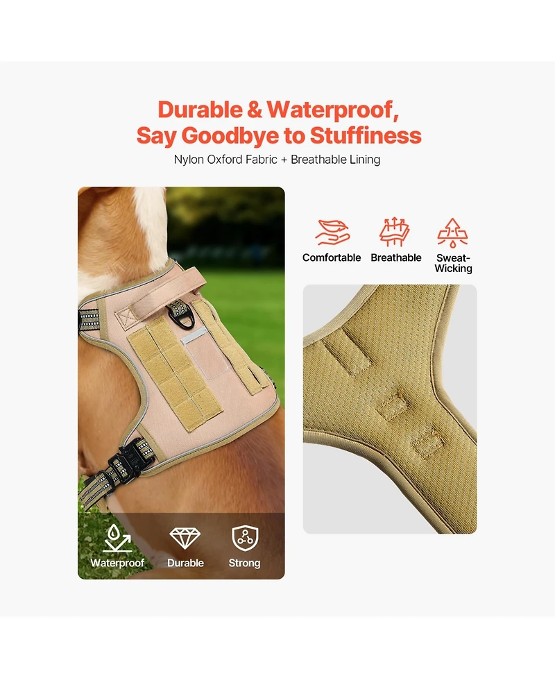 Aostirmotor Tactical Dog Harness for Large Dogs, No-Pull Adjustable Pet Vest with Handle & Leash