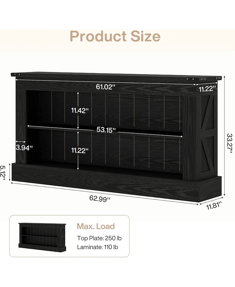 Tribesigns Farmhouse Tv Stand for 70-Inch Tv, 63" Entertainment Center with Storage, Modern Media Console Table