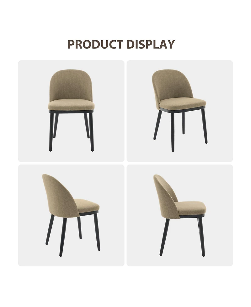 gaomon Set of 2 Modern Fabric Upholstered Dining Chairs, Curved Back Kitchen Side Seating with Solid Wood Legs