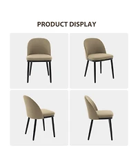 gaomon Set of 2 Modern Fabric Upholstered Dining Chairs, Curved Back Kitchen Side Seating with Solid Wood Legs