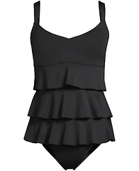 Lands' End Women's Long Torso Ruffle Fauxkini One Piece Swimsuit